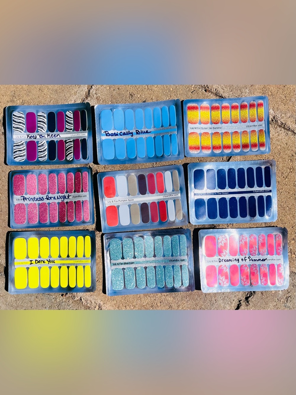 Lily & Fox lot of 9 packs of Nail Wraps. Assorted Colors. All NIP.